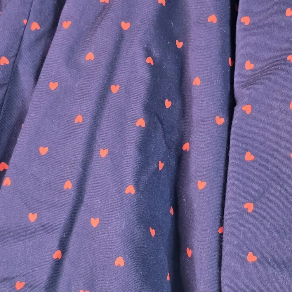 Gymboree Girls Navy Lined Flare Skirt 12 Red Love Hearts Stretch‎ Twirl Layered